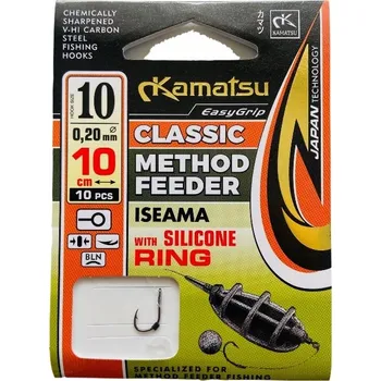 Rybářský háček Háčky Kamatsu na krmení, přívlač a plovák, návazce KAMATSU Classic Method Feeder ISEAMA 10 ks