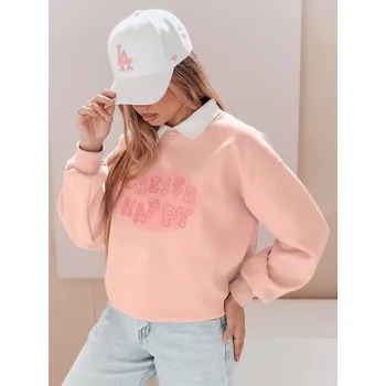 Dámská mikina Dámská mikina oversize s potiskem HAPIRES BY1483 Barva: Růžová, Velikost: ONE SIZE