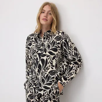 Pánská košile Reserved - Vzorovaná viskózová košile - černý - 374FH-99P - 374FH-99P-L