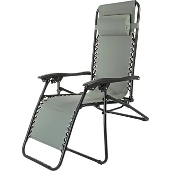 Zahradní lehátko ZAHRADNÍ SKLÁDACÍ LEHÁTKO MULTIFUNKČNÍ S PODHLAVNÍKEM BLISS ŠEDÉ