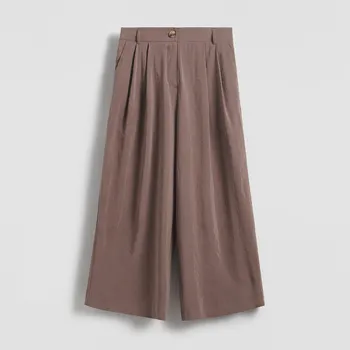 Dámské kalhoty Reserved - Široké kalhoty z modalu - béžová - 465FM-08X - 465FM-08X-XS