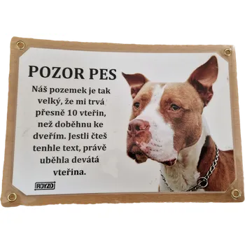 Výstražná cedulka - Americký pitbulteriér hnědý