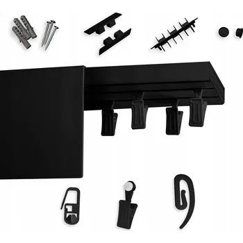 Garnýž PVC stropní lišta černá, dvoukolejnicová s krytem 9 Cm, 120 cm