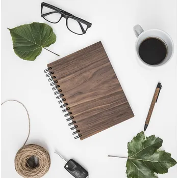 Zápisník Dědova dílna Dřevěný blok Minimalista ořech Papír: Linkovaný