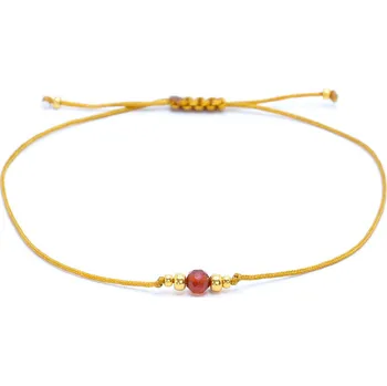 Náramek Sadré Provázkový náramek granát spessartin na zlato hnědé šňůrce
