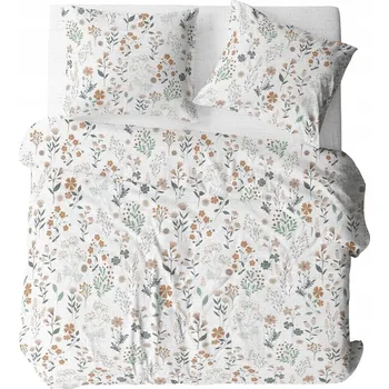 Povlečení Krepové povlečení 180x200 bílá medová šalvěj tyrkysová letní louka