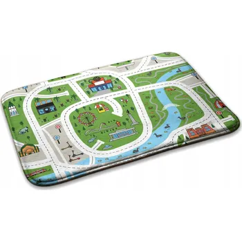 Koberec Krásný Velký Koberec Podložka pro Děti Mapa Města Silnice 90x60 cm