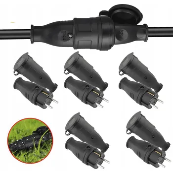 Elektrická zásuvka GUMOVÁ ZÁSTRČKA 16A 230V IP44 VODOTĚSNÁ MINI NA KABEL SCHUKO 5KS