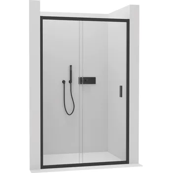 CERANO - Sprchové posuvné dveře Varone LINE L/P - 6 mm - černá matná, transparentní sklo - 140x195 cm