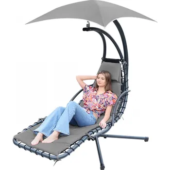 Křeslo HOUPAČKA HOUBACÍ KŘESLO SE SLUNEČNÍKEM LIZBONA TMAVĚ ŠEDÁ