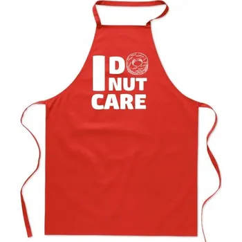 Kuchyňská zástěra KUCHYŇSKÁ ZÁSTĚRA červená VALENTÝN dárek I DONUT CARE kobliha FA_457_cw