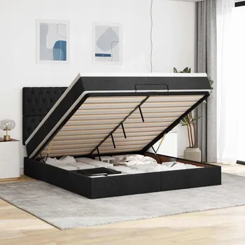 Postel VidaXL Rám postele s úložným prostorem a matrací, černá, 180x200 cm, umělá kůže