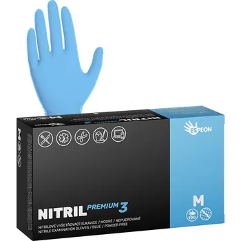 Vyšetřovací rukavice Espeon Nitrilové rukavice NITRIL PREMIUM3 100 ks, nepudrované, modré, 4.0 g Velikost: M