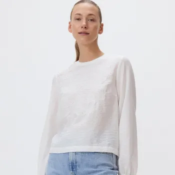 Dámské tričko Reserved - Halenka s vyšívaným vzorem - bílá - 624HD-00X - 624HD-00X-M