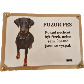 psí známka Výstražná cedulka - Dobrman