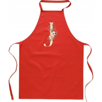 Kuchyňská zástěra KUCHYŇSKÁ ZÁSTĚRA červená S PÍSMENEM J jméno Jessica Joanna Jola Jan FA_349_cw