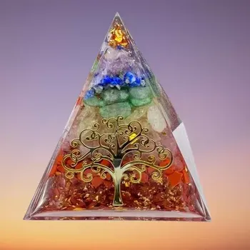 Orgonitová pyramida čakrová 5 cm se stromem života