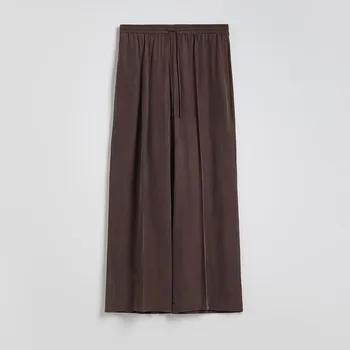 Reserved - Kalhoty z cupro tkaniny - tmavě hnědá - YT974-89X - YT974-89X-XL