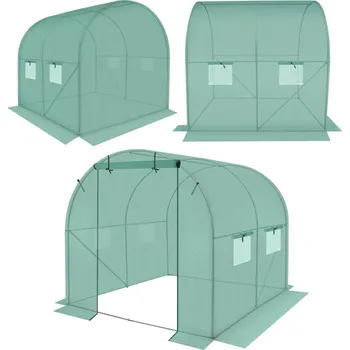 Skleník ZAHRADNÍ TUNELOVÝ SKLENÍK 200x200x200 CM PE OCELOVÁ KONSTRUKCE ZELENÁ