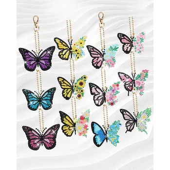 Diamantové malování Diamantové malování – klíčenky motýli