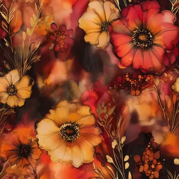 Silky, Oranžovožluté květy (E)** (Lehká vzdušná šatovka)