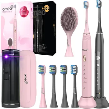 Elektrický zubní kartáček 2x Sonický Kartáček OMEO +365 Sada Pro Pár Černá + Růžová