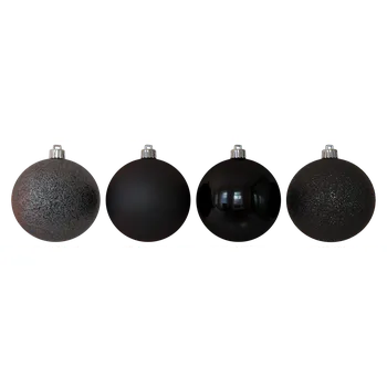 Vánoční dekorace Sada vánočních baněk, černá, plast, 48 ks