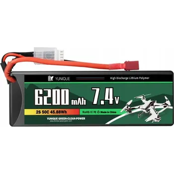 Vrták 2článková Lipo baterie 7,4V 6200mAh 50C s T-PLUG 137x46x24 mm, Hmotnost 246g