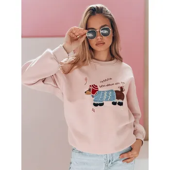 Dámská mikina Dámská mikina oversize s výšivkou DOGSWEETY BY1479 Barva: Růžová, Velikost: ONE SIZE