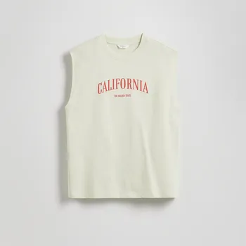 Pánské tričko Reserved - Tričko relaxed s potiskem - bledá tyrkysová - WC932-06X - WC932-06X-L