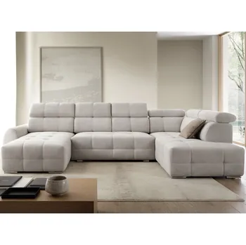 Sedací souprava ASKO - NÁBYTEK Genova 1, světle šedá strukturovaná látka, tvar pravé U