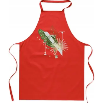 Kuchyňská zástěra KUCHYŇSKÁ ZÁSTĚRA červená S PÍSMENEM N jméno Natalia Nikola Norbert FA_404_cw