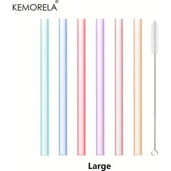 6 ks Sada silikonových průhledných brček na pití pro opakované použití | eko brčka, párty doplněk - 6KS-velký