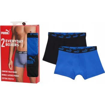 Pánské spodní prádlo PUMA PÁNSKÉ BOXERKY SLIPY MEN BASIC BOXERS 2P ČERNÁ/MODRÁ vel.M