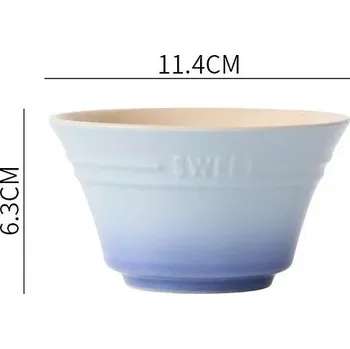 300ml duhová keramická miska na salát a polévku | jídelní miska, kuchyňské nádobí - Modrý