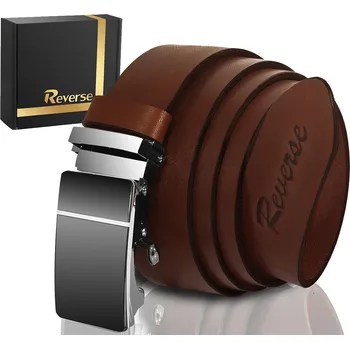 Opasek REVERSE KOŽENÝ OPASEK KE KALHOTÁM REVERSE AUTOMATICKÝ HNĚDÝ PRAVÁ KŮŽE 110