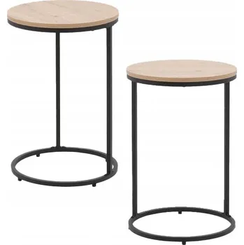 Konferenční stolek Konferenční stolek Kulatý Černý + DUB CRAFT Ø65 cm Lavice Stolek