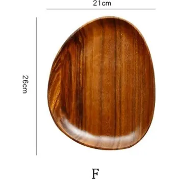 Dřevěný kulatý podnos na dezerty a čaj | servírovací tác, dřevěné nádobí - E