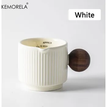 Keramický hrnek s ouškem a ryskami pro espresso | keramický hrnek, espresso hrnek - Bílý