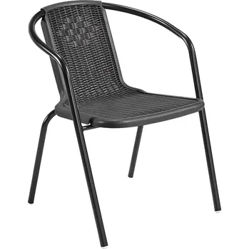 Zahradní stohovatelná židle, černá, ocel/plast, FRENY
