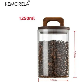 Dóza na potraviny Skleněná dóza s víkem na čaj kávu potraviny | kuchyňská dóza, úložná nádoba - 1250 ml