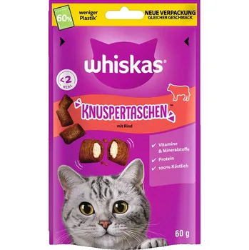 Pamlsek pro kočku 60g Whiskas křupavé taštičky - Hovězí