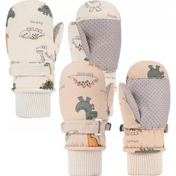 Rukavice Dětské zimní lyžařské voděodolné rukavice 4-8 let DINOSAUŘI 2 PÁRY