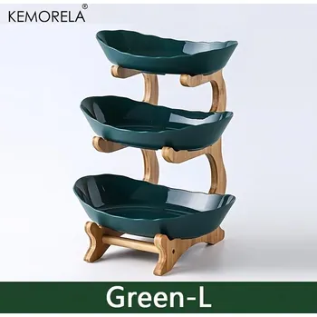 etažér Moderní etažér na ovoce a sladkosti | plastová mísa, servírovací etažér - zelená L