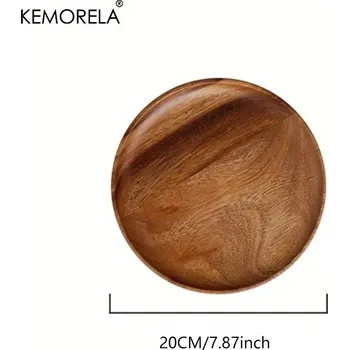 Talíř Dřevěný kulatý servírovací talíř na dezerty a sushi | dřevěné nádobí, servírovací talíř - C