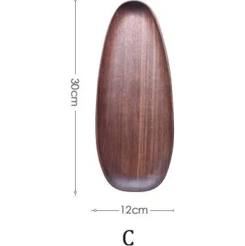 Dřevěný kulatý podnos na dezerty a čaj | servírovací tác, dřevěné nádobí - C