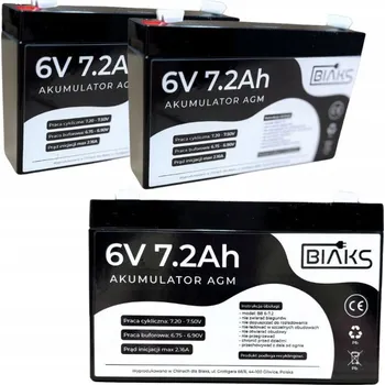 Záložní baterie 2x AGM 6V 7,2Ah Akumulátor BIAKS ( kapacita 7 Ah ) pro UPS pro CCTV alarm, váhu, pokladnu