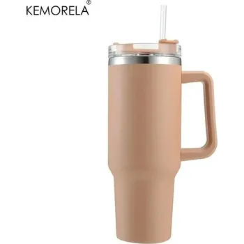 Termoska Termo láhev s brčkem pro děti a dospělé | termo hrnek, nerezová termoska - Hnědý , 40 oz