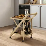 HOMCOM Bambusový kuchyňský vozík se stojanem na lahve 494235