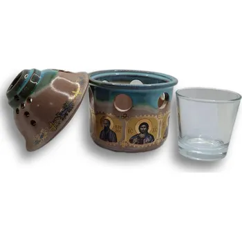 Lampička Porcelánová olejová lampa s ikonami Krista a apoštolů - Barva Velbloud